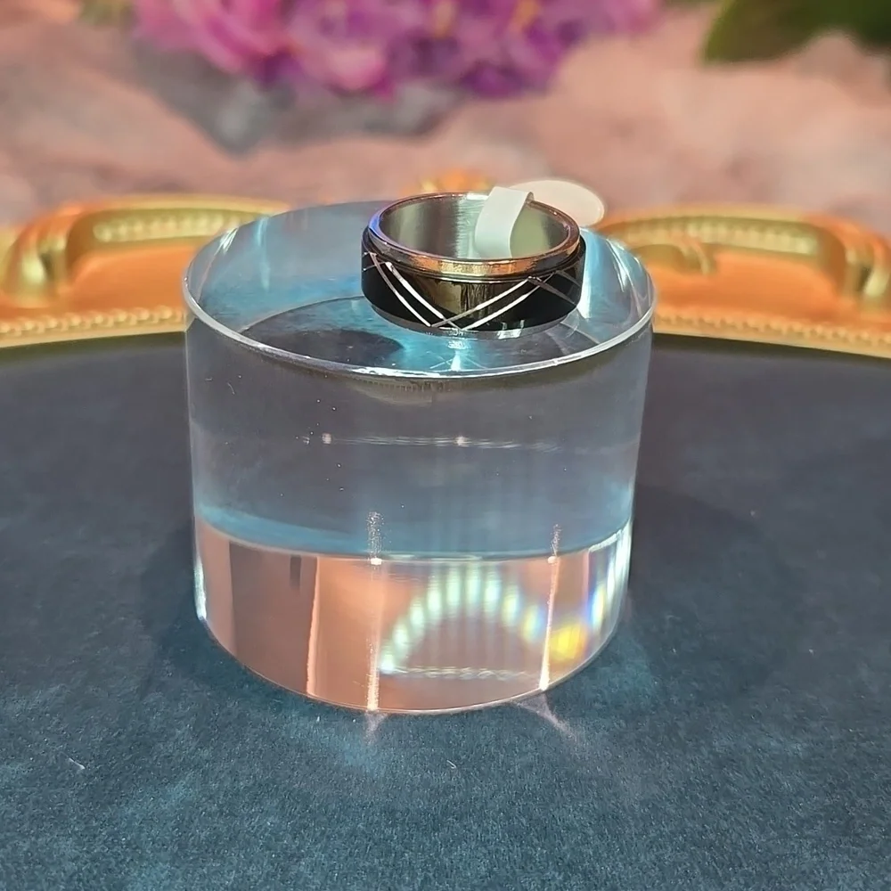 Black and Silver Stainless Steel Spinner Ring Brand New